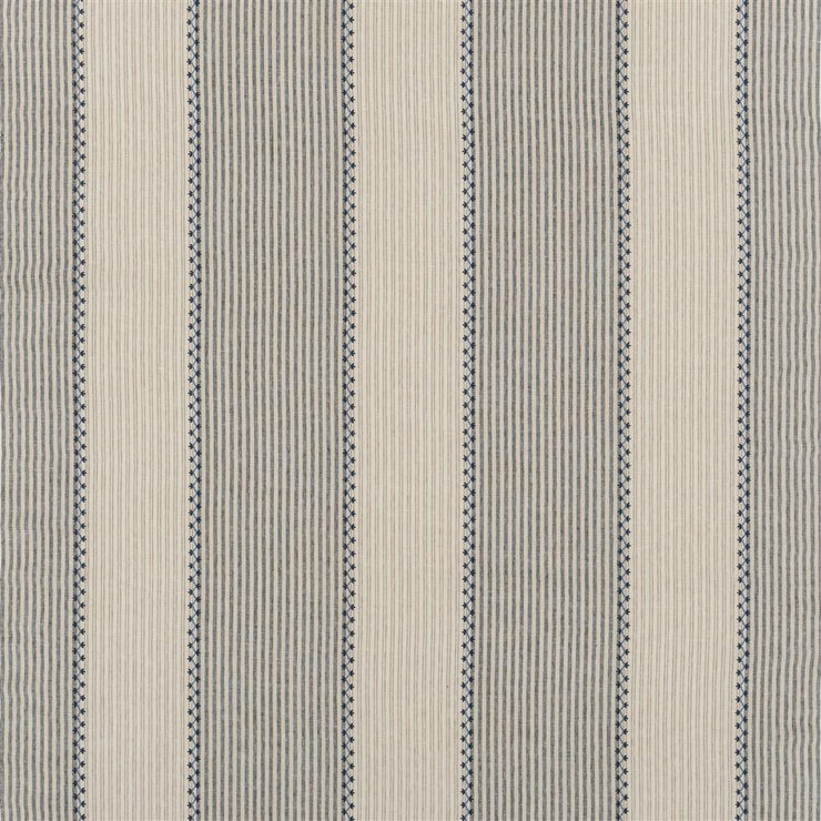 Carleigh Embroidered Ticking - Denim