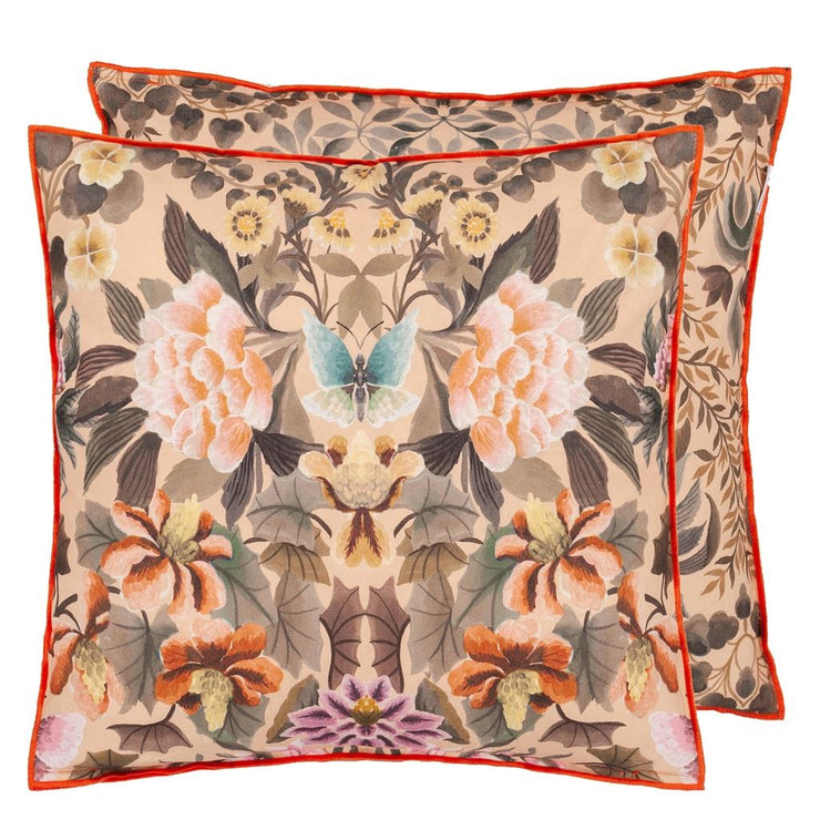 Ikebana Damask Coral Cushion