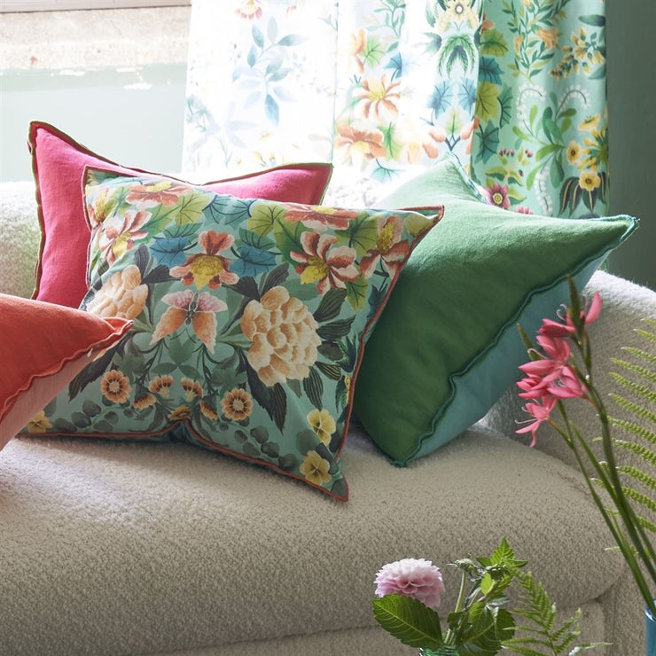 Designers Guild Ikebana Damask Aqua Cushion