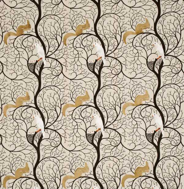 Squirrel & Dove Emb DVIPSQ301 Linen/Ivory